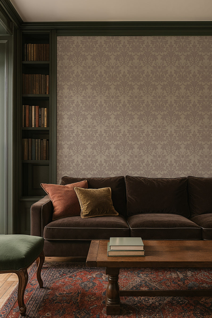 Red Rococo Wallpaper Rococo Relief - Red Clay Wallpaper - Mitchell Black