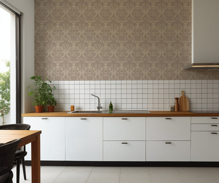 Rococo Relief - Red Clay Wallpaper