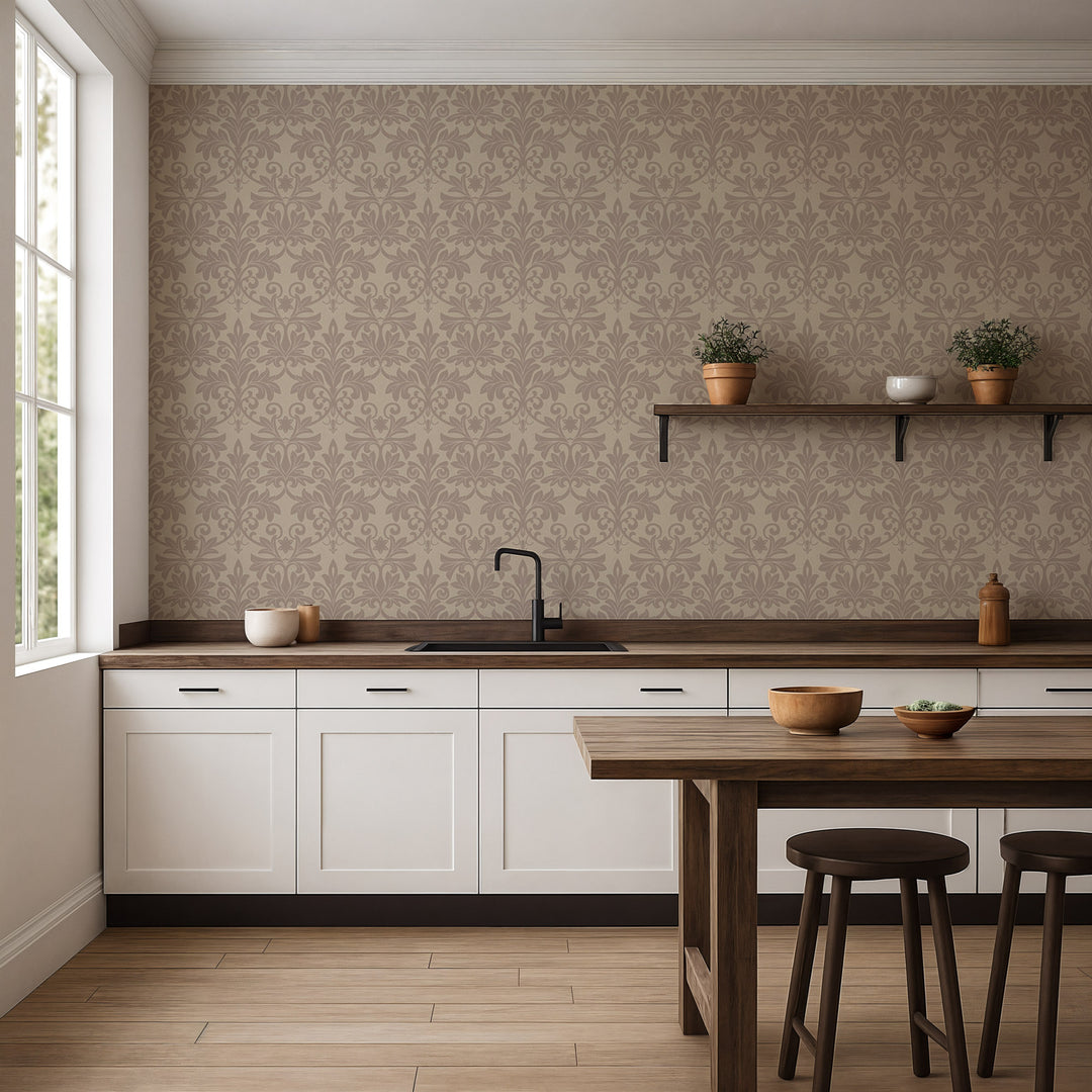 Rococo Relief - Red Clay Wallpaper
