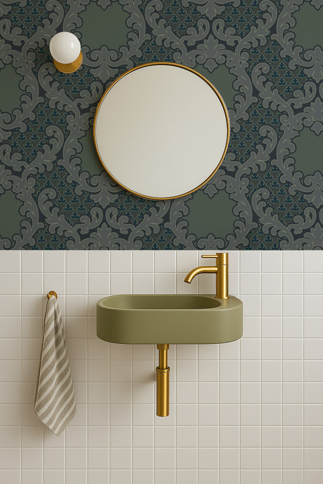 Shadow Leaf Damask - Midnight Wallpaper