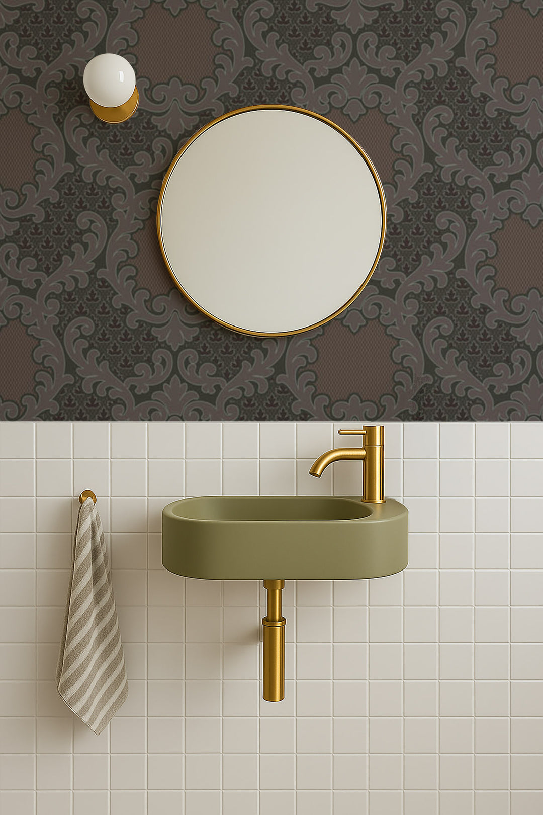 Shadow Leaf Damask - Red Night Wallpaper