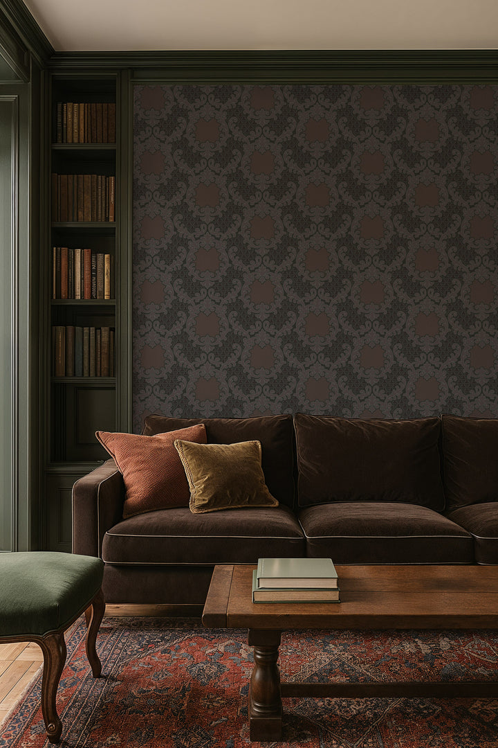 Shadow Leaf Damask - Red Night Wallpaper
