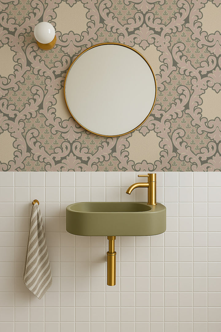 Shadow Leaf Damask - Sunwashed Wallpaper