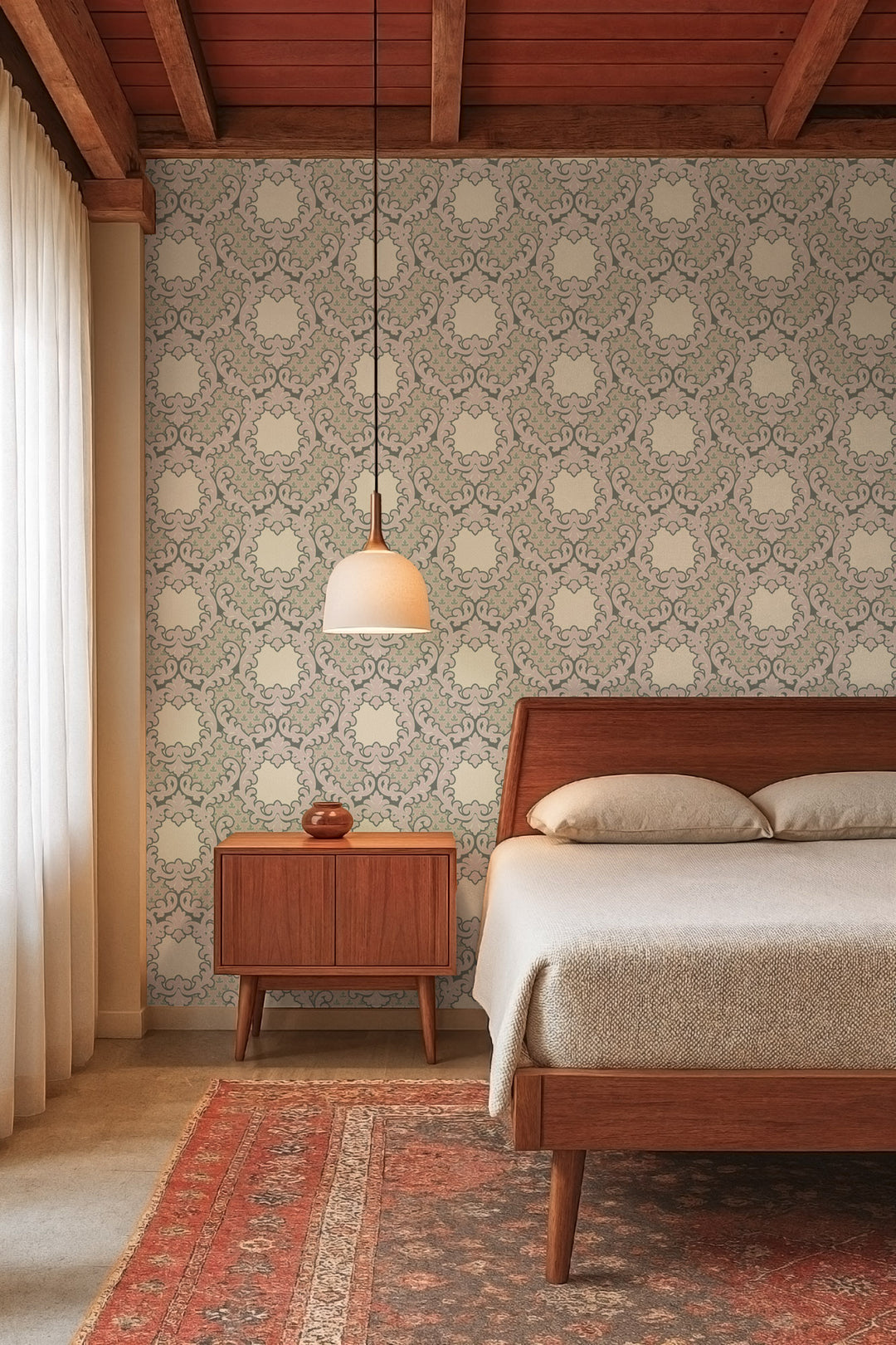 Shadow Leaf Damask - Sunwashed Wallpaper