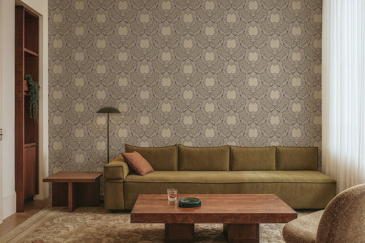 Shadow Leaf Damask - Sunwashed Wallpaper