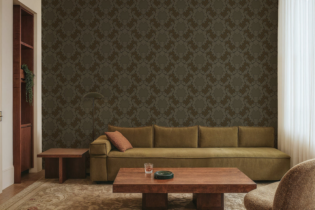 Shadow Leaf Damask - Tapestry Tones Wallpaper