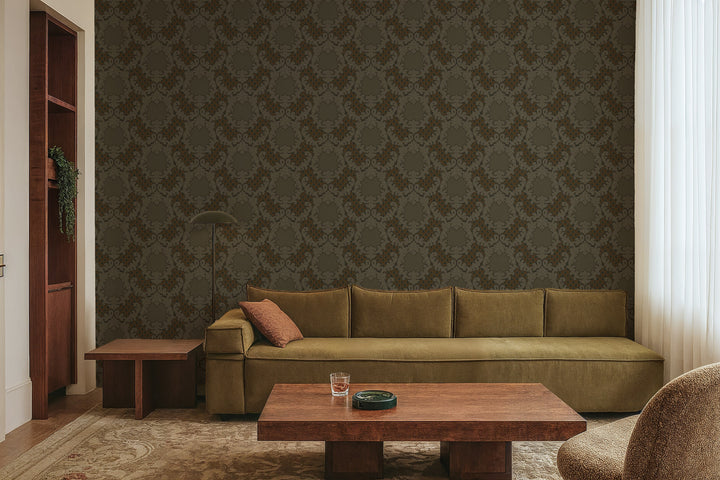 Shadow Leaf Damask - Tapestry Tones Wallpaper