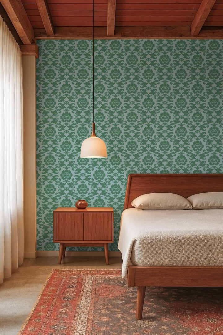 Silken Poppy - Blue Jade Wallpaper