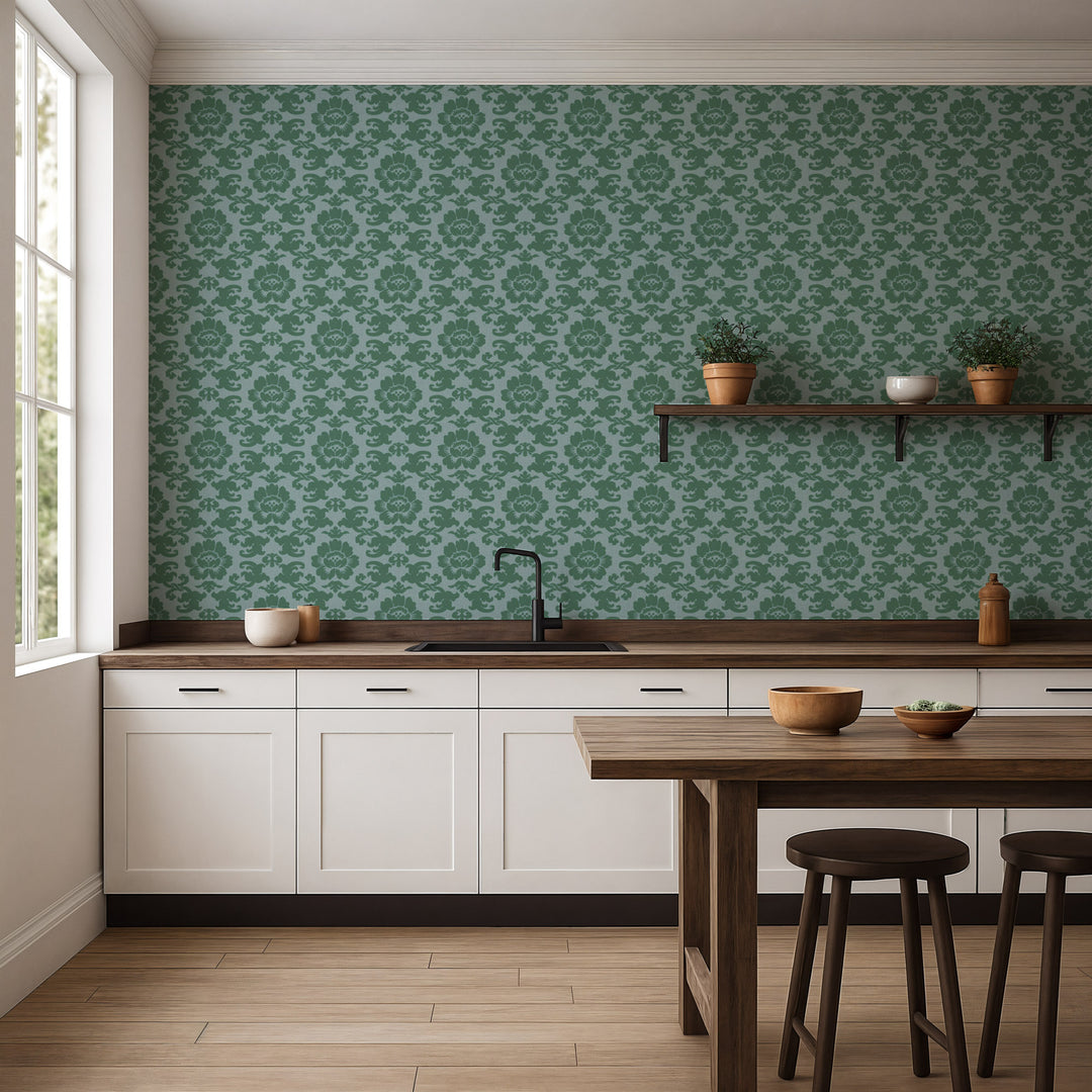 Silken Poppy - Blue Jade Wallpaper