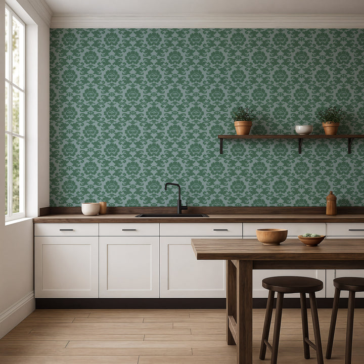 Silken Poppy - Blue Jade Wallpaper