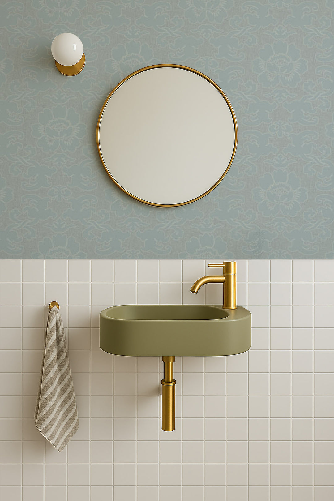 Silken Poppy - Faded Denim Wallpaper