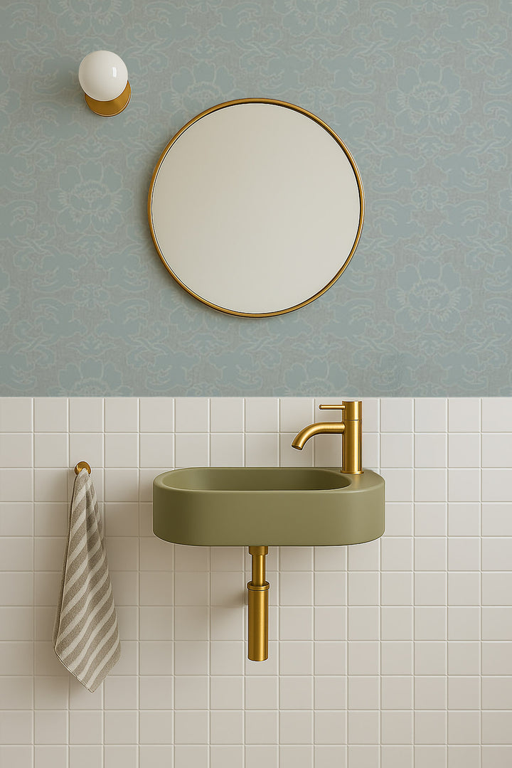 Silken Poppy - Faded Denim Wallpaper
