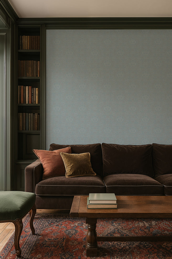 Silken Poppy - Faded Denim Wallpaper