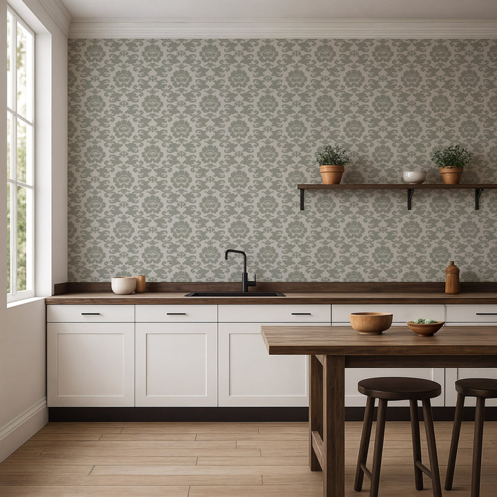 Silken Poppy - Olive Ash Wallpaper