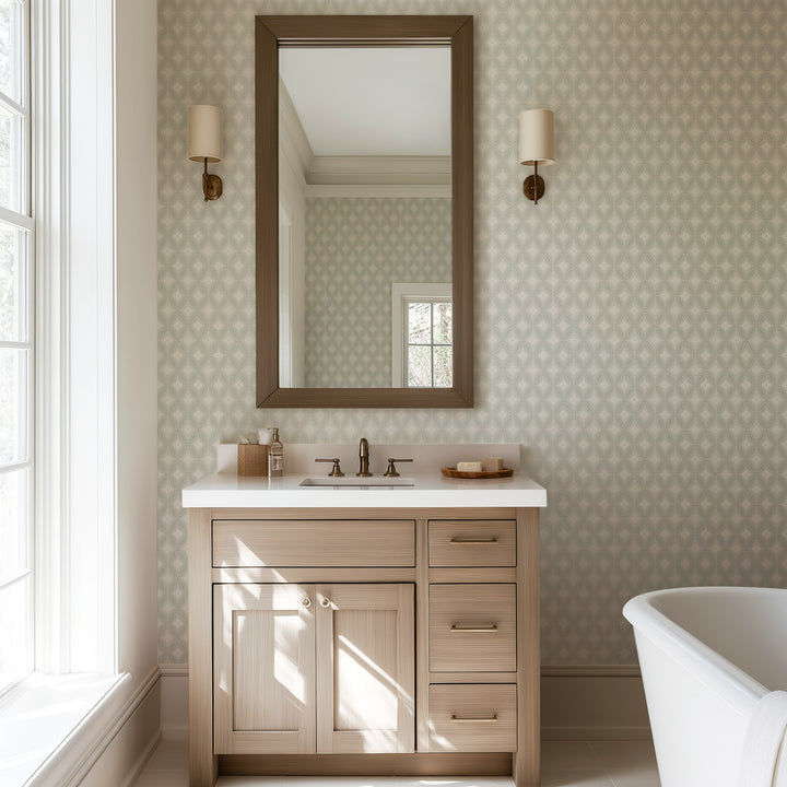 Stone Lace - Pale Gray Wallpaper