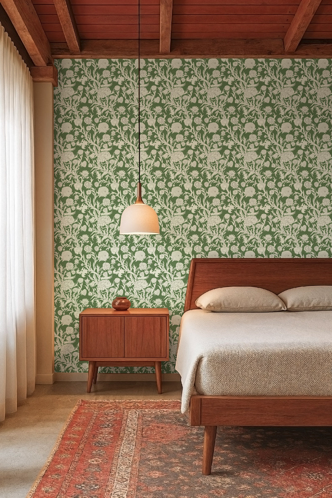 Blooming Thicket - Emerald Wallpaper