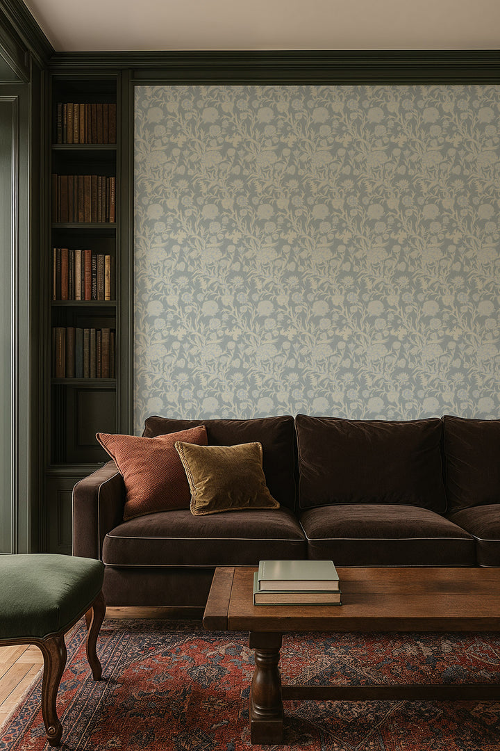 Blooming Thicket - Glacial Blue Wallpaper