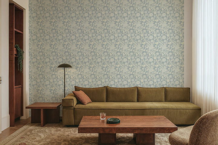Blooming Thicket - Glacial Blue Wallpaper