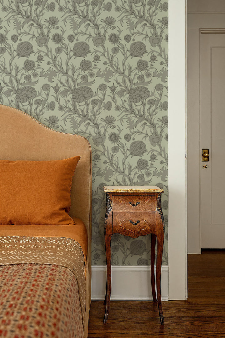 Blooming Thicket - Green Taupe Wallpaper