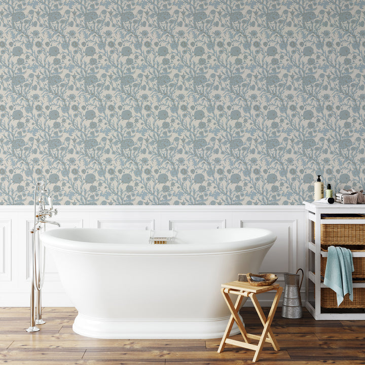 Blooming Thicket - Linen Stone Wallpaper