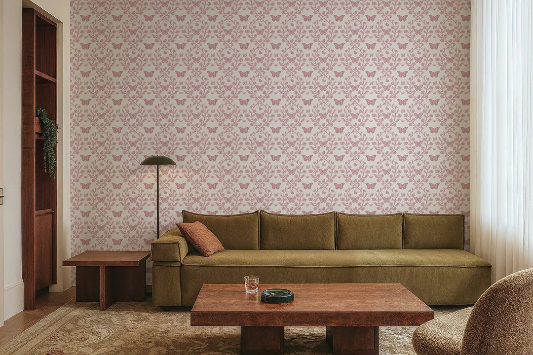 Butterfly Garden - Dusty Blush Wallpaper