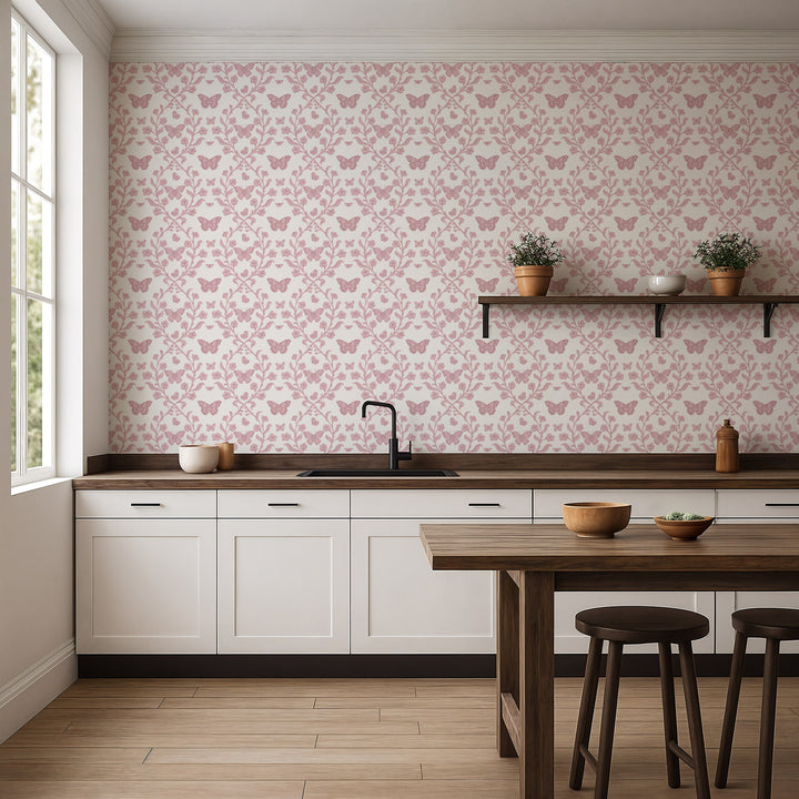 Butterfly Garden - Dusty Blush Wallpaper