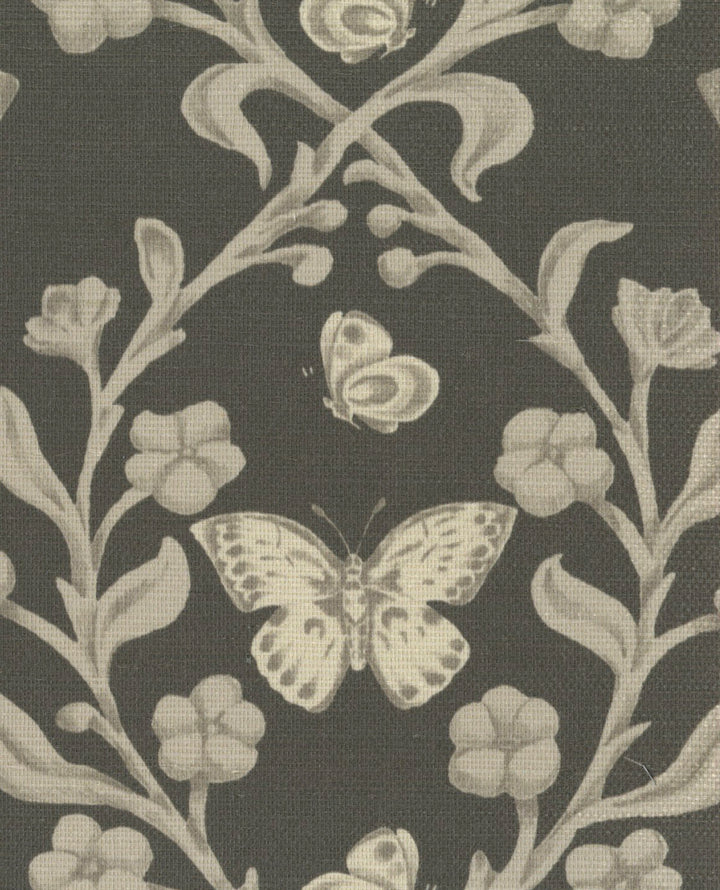 Butterfly Garden Dark Forest Grasscloth