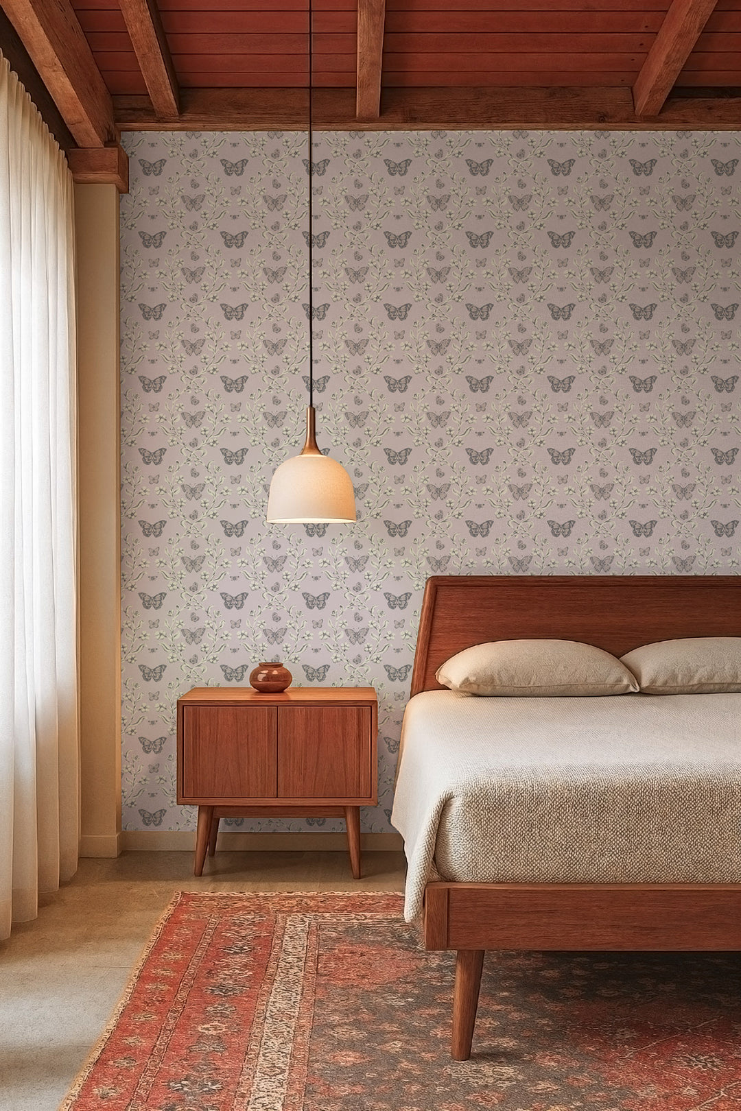 Butterfly Garden - Dusty Lilac Wallpaper