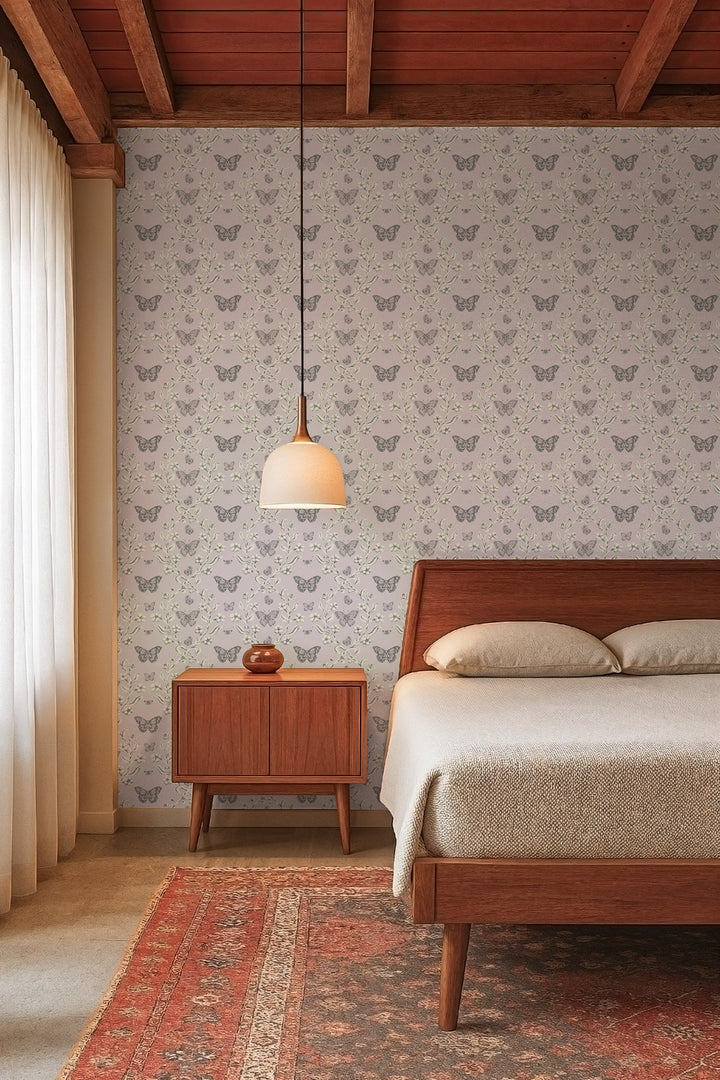 Butterfly Garden - Dusty Lilac Wallpaper