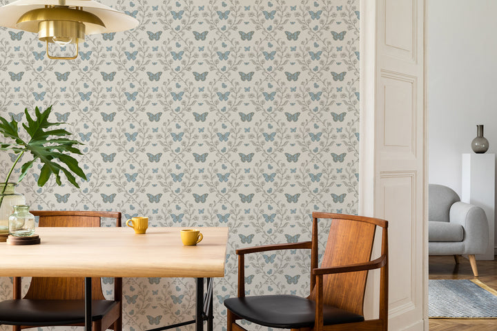 Butterfly Garden - Linen Stone Wallpaper
