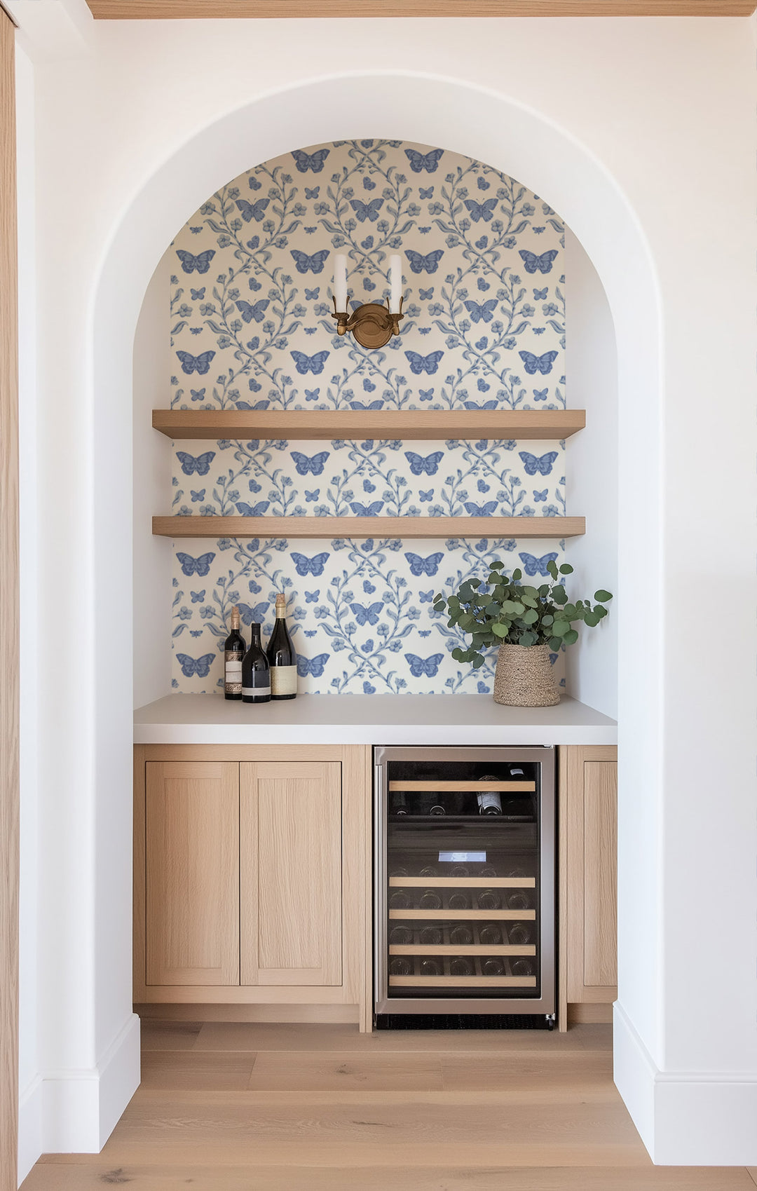 Butterfly Garden - Porcelain Blue Wallpaper