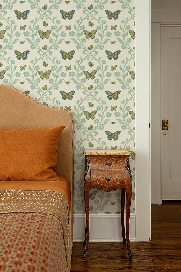 Butterfly Garden - Summer Greens Wallpaper