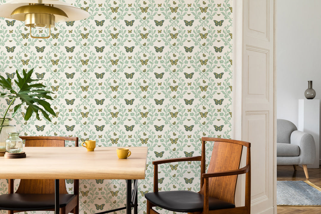 Butterfly Garden - Summer Greens Wallpaper