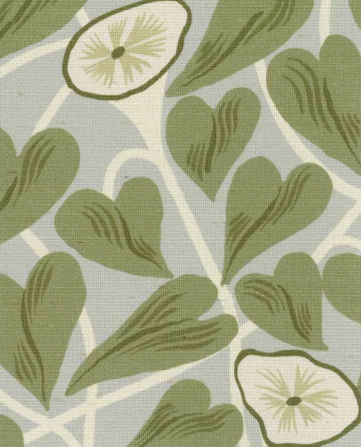 Climbing Vine Hazy Blue Grasscloth
