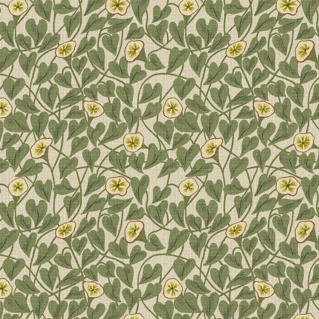 Climbing Vine Taupe Green Grasscloth