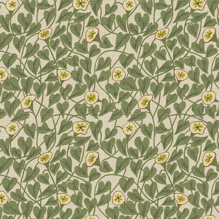 Climbing Vine Taupe Green Grasscloth