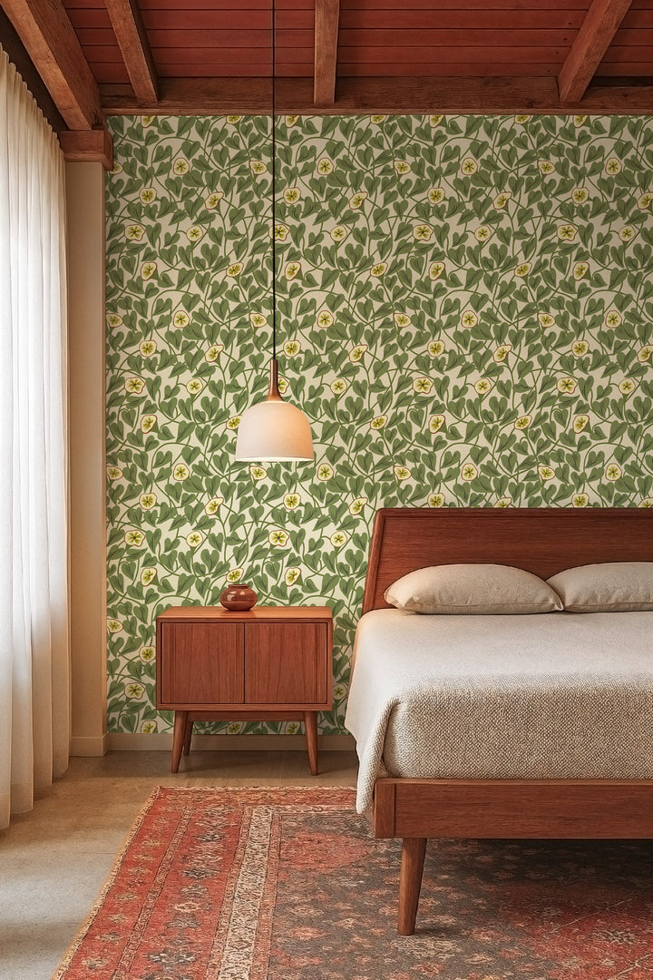 Climbing Vine - Taupe Green Wallpaper