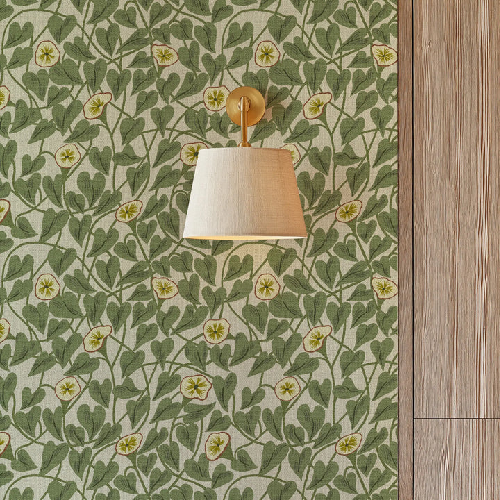 Climbing Vine Taupe Green Grasscloth