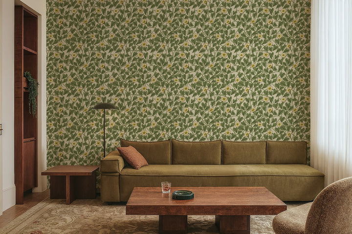 Climbing Vine - Taupe Green Wallpaper
