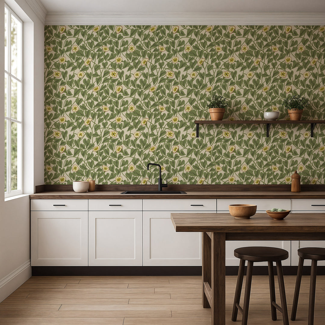 Climbing Vine - Taupe Green Wallpaper