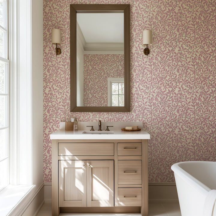 Leaf and Pod - Dusty Blush Wallpaper