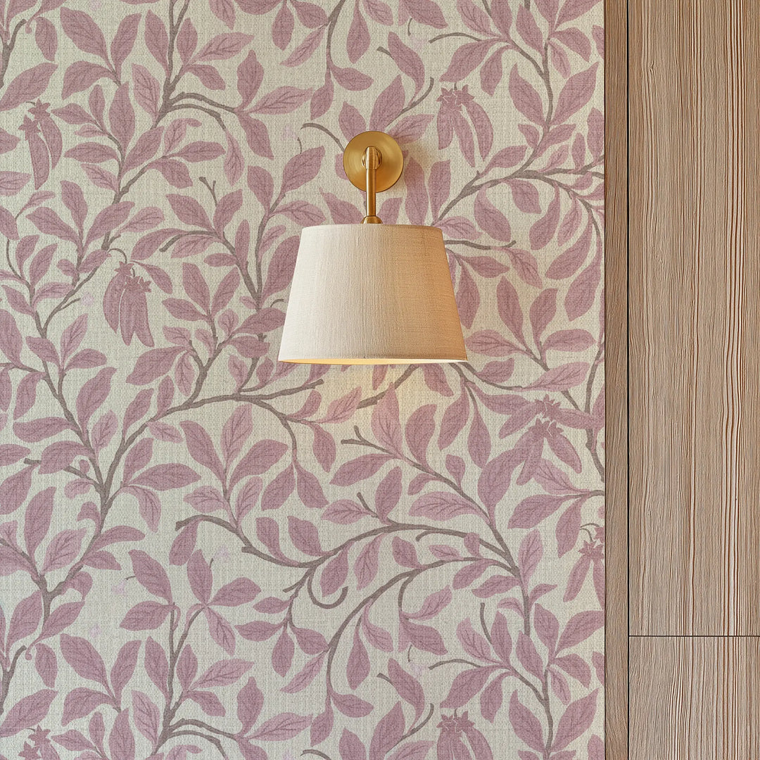 Leaf And Pod Dusty Blush Grasscloth