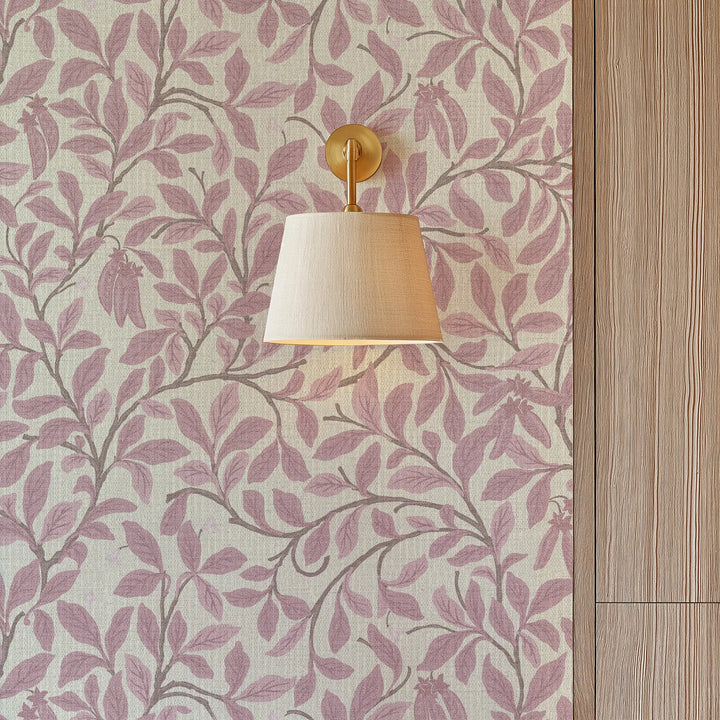 Leaf And Pod Dusty Blush Grasscloth