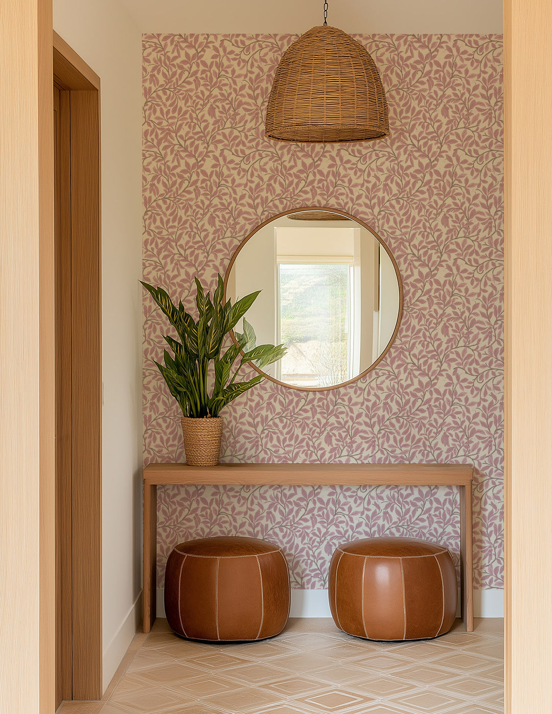 Leaf and Pod - Dusty Blush Wallpaper