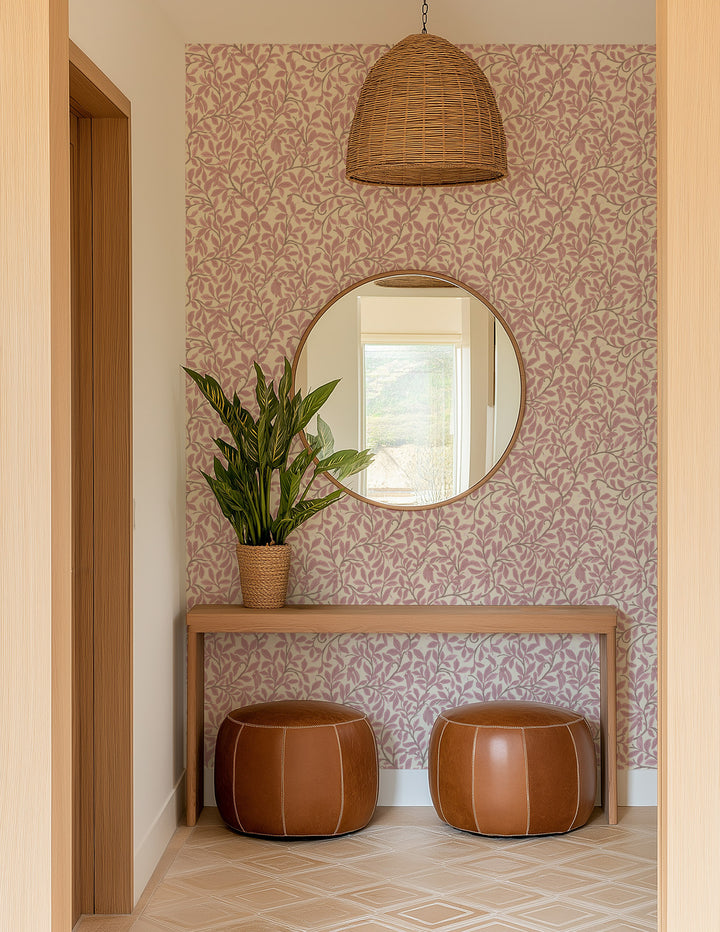 Leaf and Pod - Dusty Blush Wallpaper