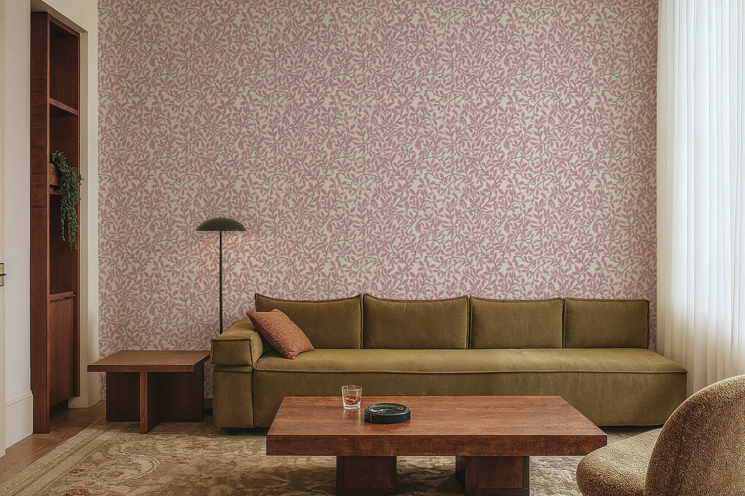Leaf and Pod - Dusty Blush Wallpaper