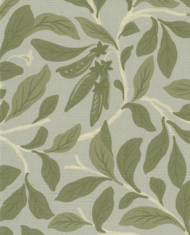 Leaf And Pod Hazy Blue Grasscloth