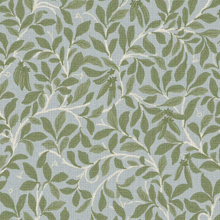 Leaf And Pod Hazy Blue Grasscloth