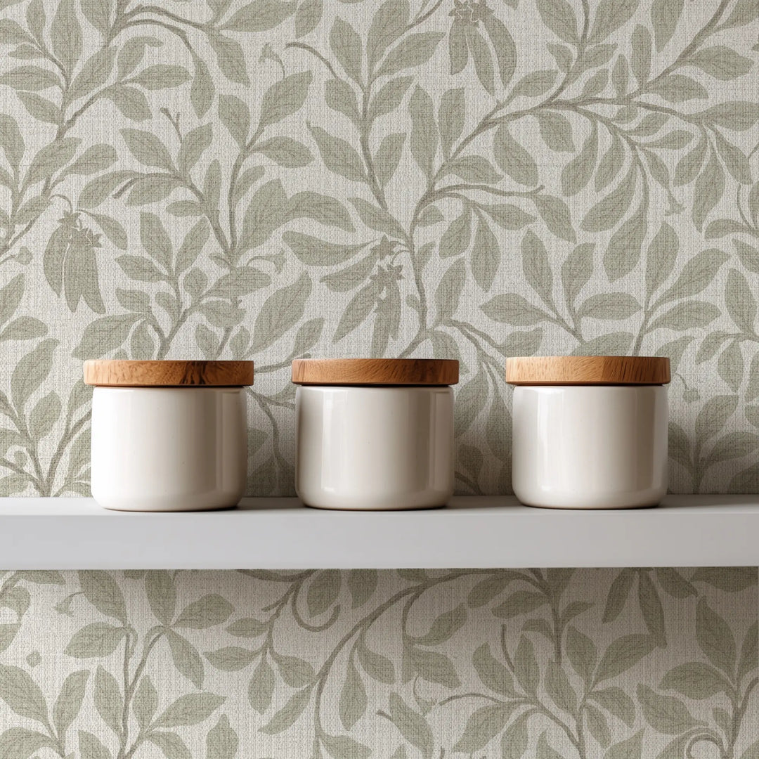 Leaf And Pod Linen Grasscloth