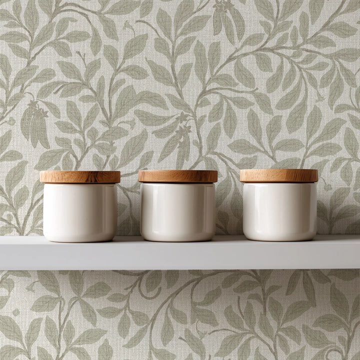 Leaf And Pod Linen Grasscloth